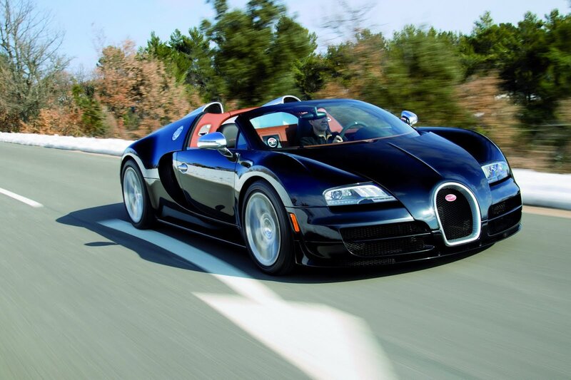 Bugatti Veyron speeding on road