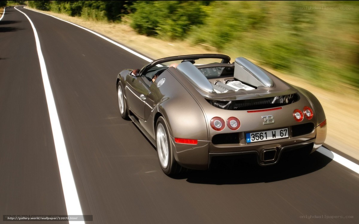 Bugatti Veyron speeding on road