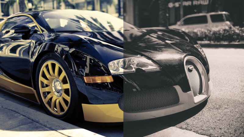 Bugatti Veyron split image