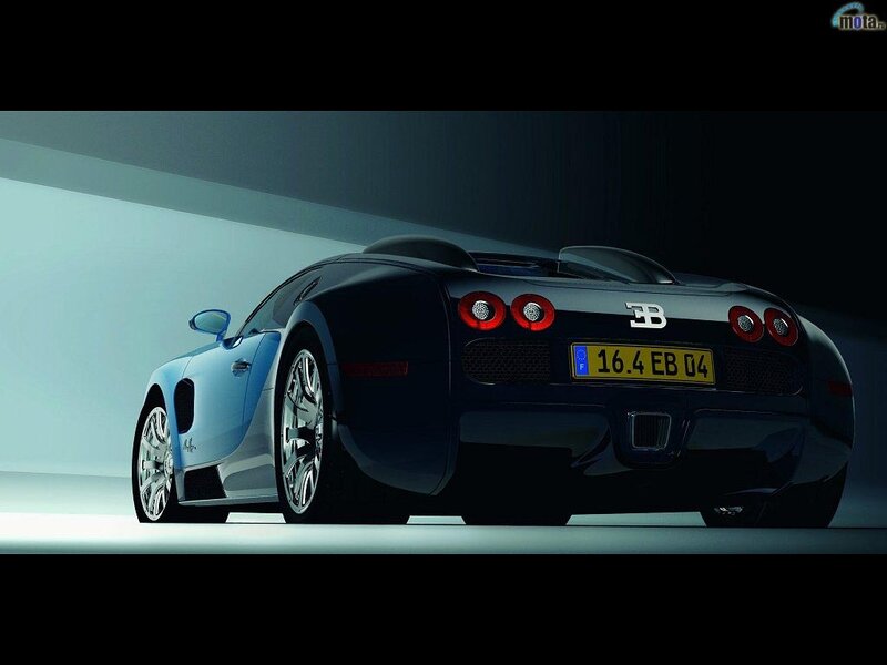 Bugatti Veyron Sports Car — Black, Dramatic, Photograph, License Plate, Headlights