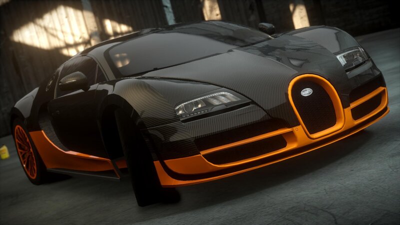 Bugatti Veyron Supercar — Black, Dramatic, 3d Render, Carbon Fiber
