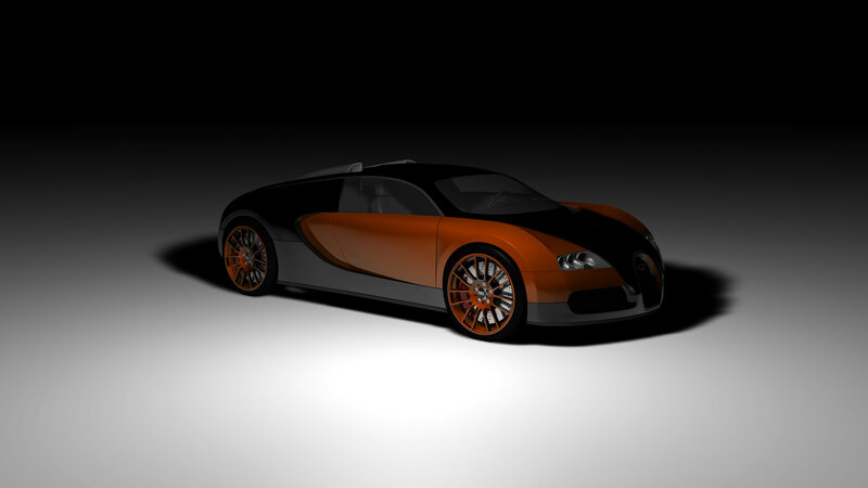Bugatti Veyron Supercar — Black, Dramatic, 3d Render, Wheels