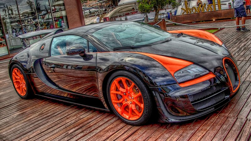 Bugatti Veyron Supercar — Black, Dramatic, Afternoon, Photograph, Sports Car