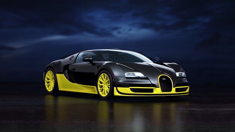 Bugatti Veyron Supercar — Black, Dramatic, Night, Photograph