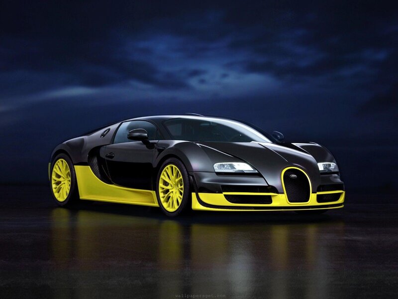 Bugatti Veyron Supercar — Black, Dramatic, Night