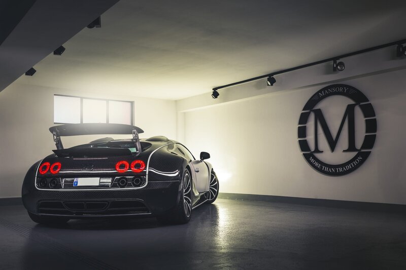 Bugatti Veyron Supercar — Black, Dramatic, Photograph, Carbon Fiber Body, Rear Spoiler