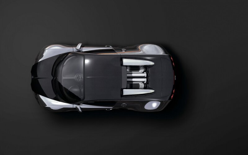 Bugatti Veyron Supercar — Black, Dramatic, Photograph, Carbon Fiber, Engine, Taillights, Silver