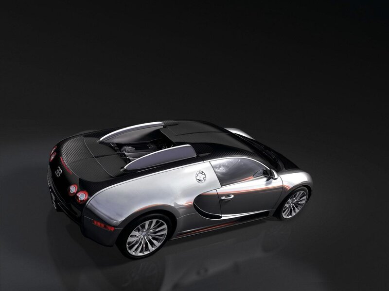 Bugatti Veyron Supercar — Black, Dramatic, Photograph, Carbon Fiber, Silver Body, Wheels