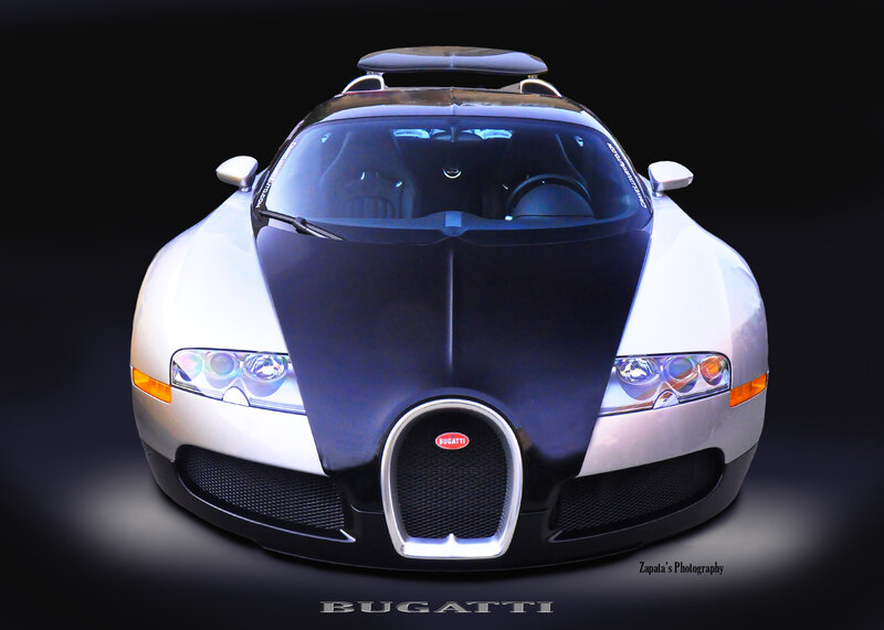 Bugatti Veyron Supercar — Black, Dramatic, Photograph, Headlights