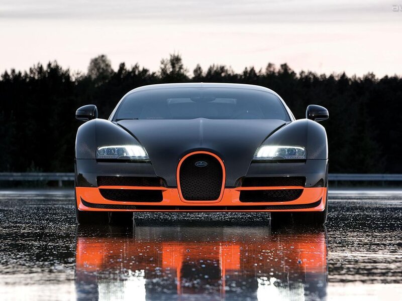 Bugatti Veyron Supercar — Black, Dramatic, Sunset