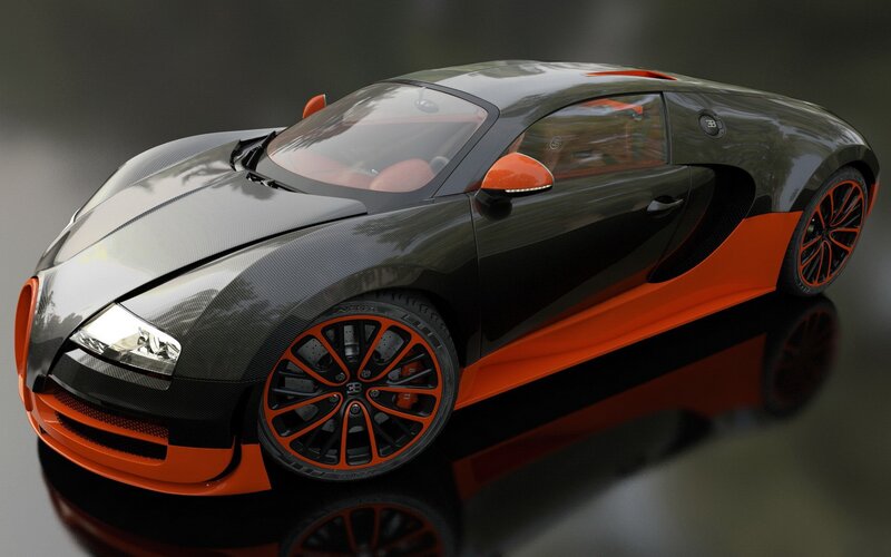 Bugatti Veyron Supercar — Black, Sleek, 3d Render