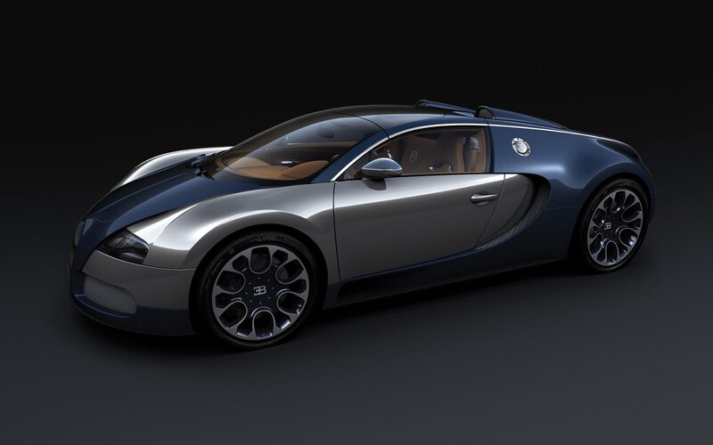 Bugatti Veyron Supercar — Blue, Dramatic, 3d Render, Carbon Fiber, Tires