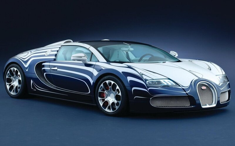 Bugatti Veyron Supercar — Blue, Dramatic, Photograph, Car