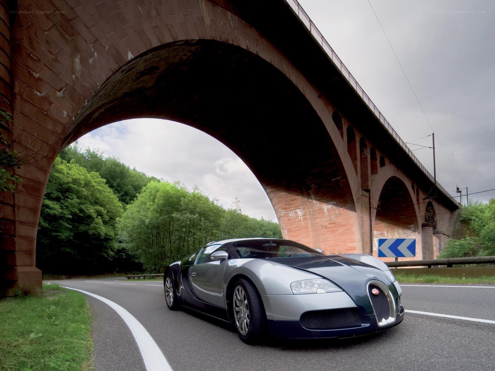 Bugatti Veyron under a bridge