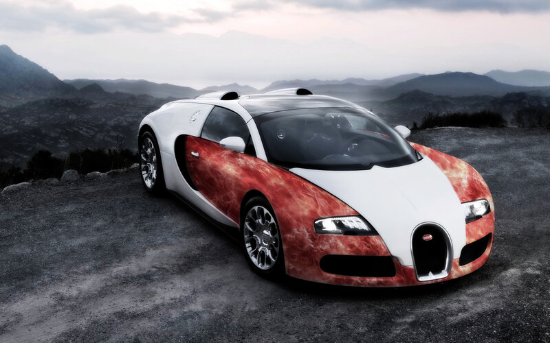 Bugatti Veyron with flame design