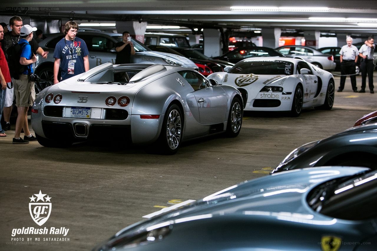 Bugatti Veyrons at a car show