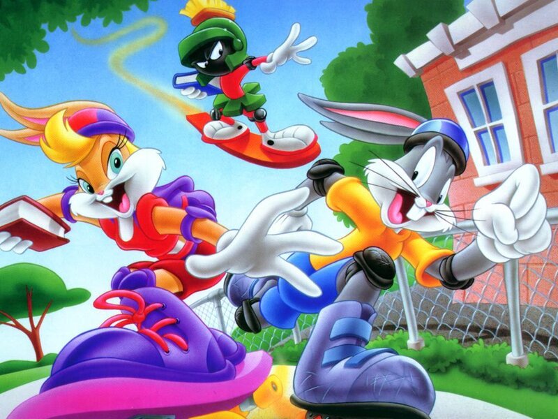 Bugs Bunny and friends on roller skates