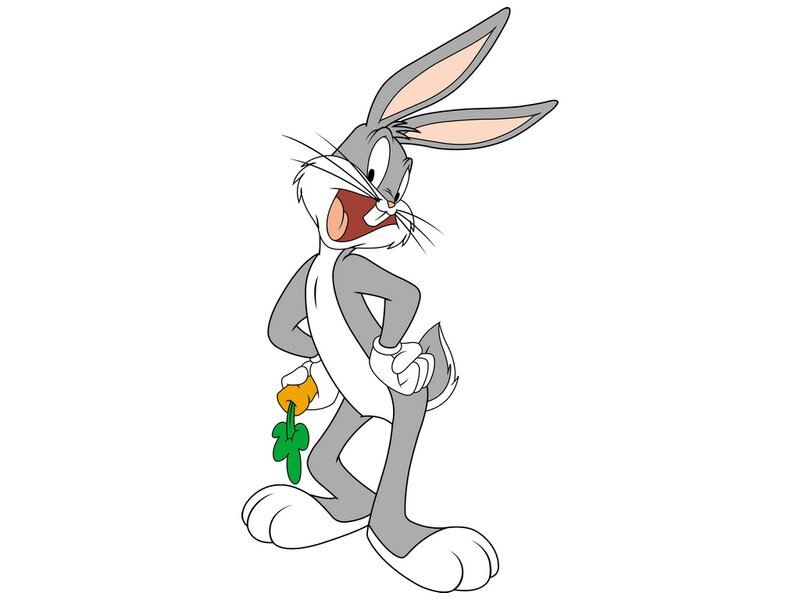 Bugs Bunny Holding Carrot — Gray, Playful