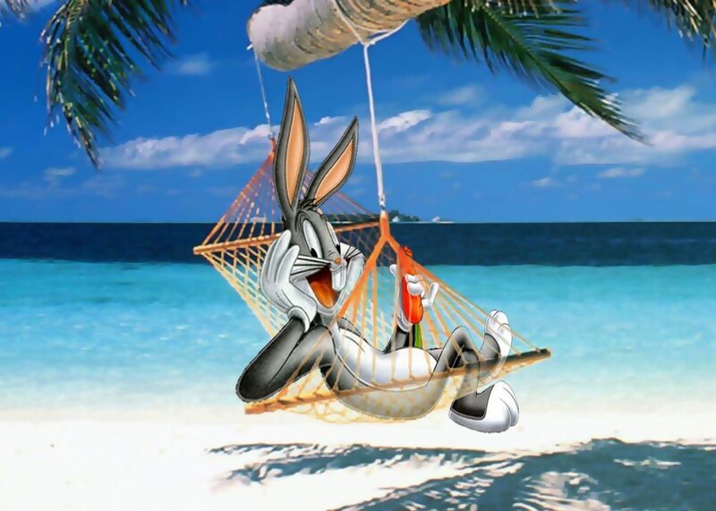 Bugs Bunny on a beach