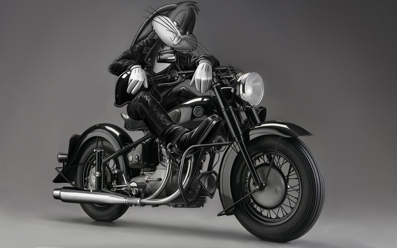 Bugs Bunny on Motorcycle