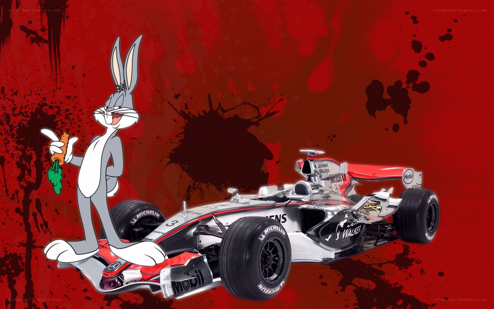 Bugs Bunny with F1 car
