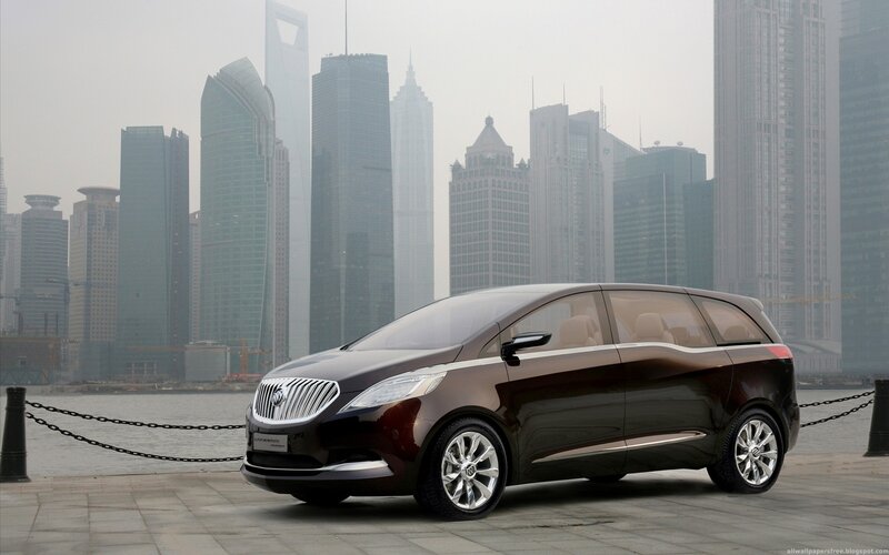 Buick concept car by city skyline