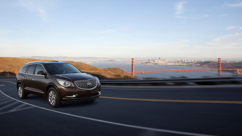 Buick driving near Golden Gate Bridge