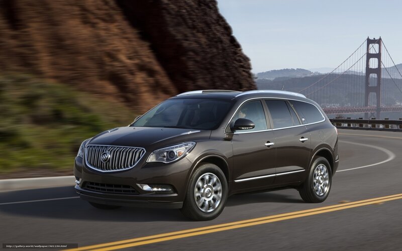 Buick Enclave on road with Golden Gate Bridge
