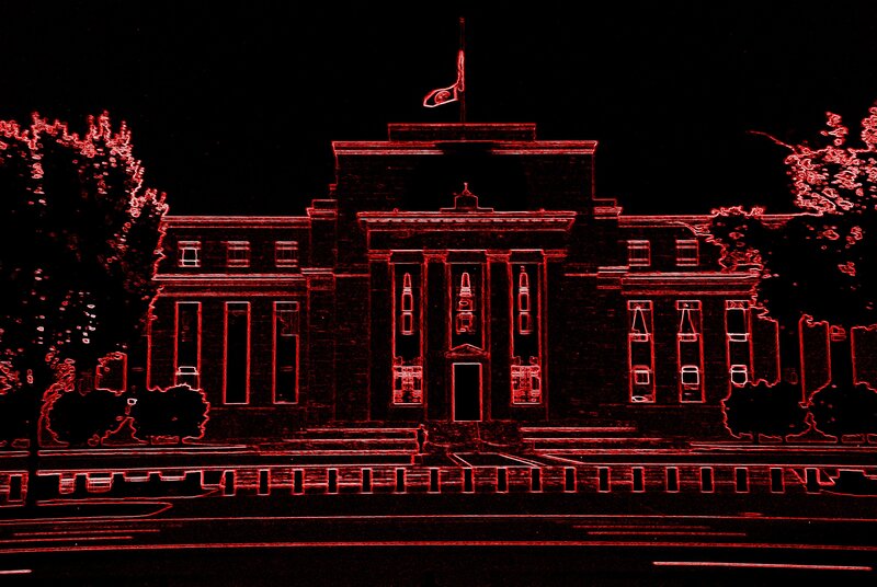 Building at Night — Red