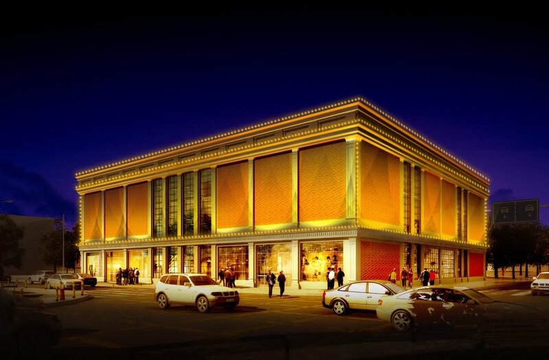 Building at Night — Yellow, Dramatic