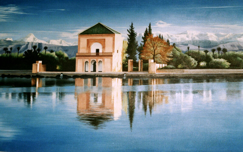 Building by Lake — Blue