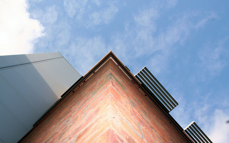 building corner against blue sky