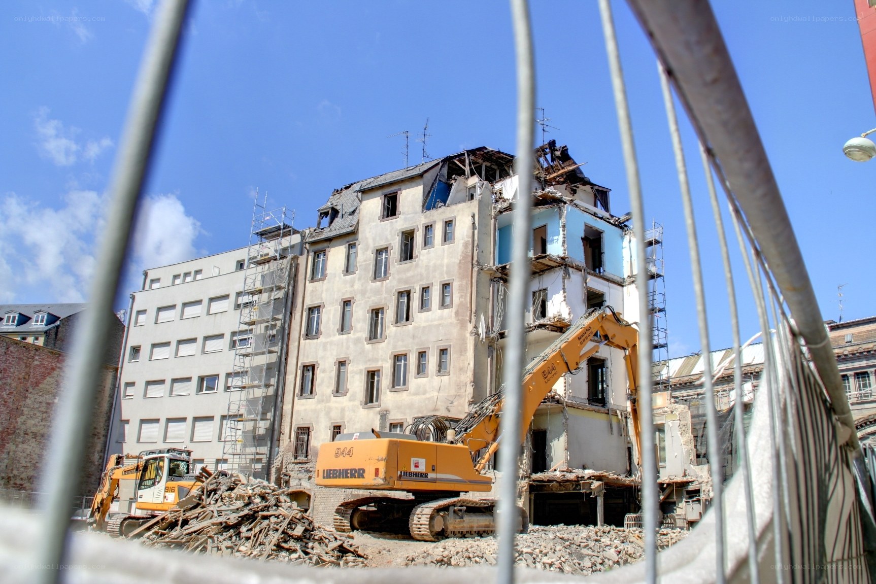 Building demolition in progress