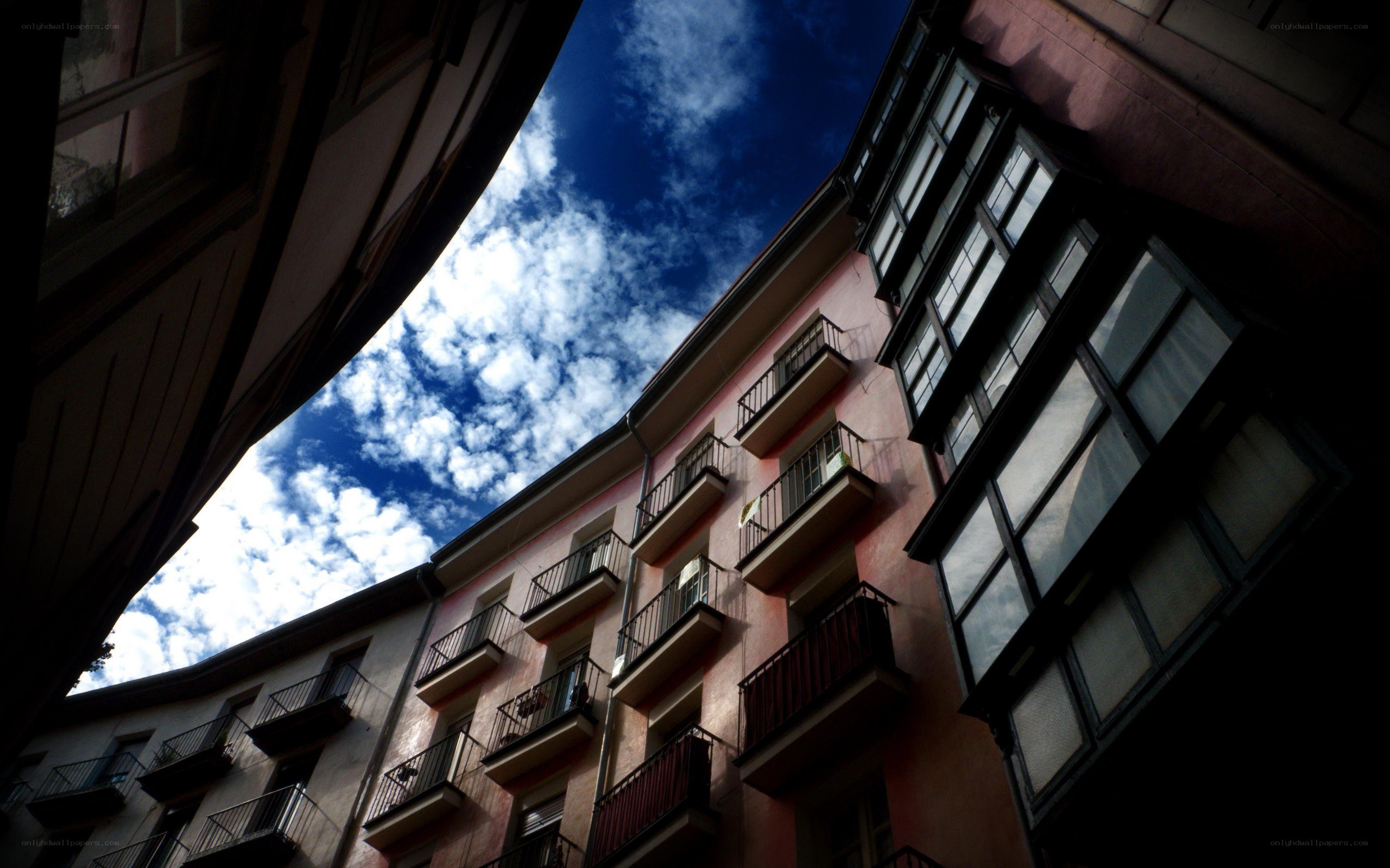 Building facade with blue sky