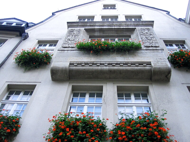 Building Facade with Flowers