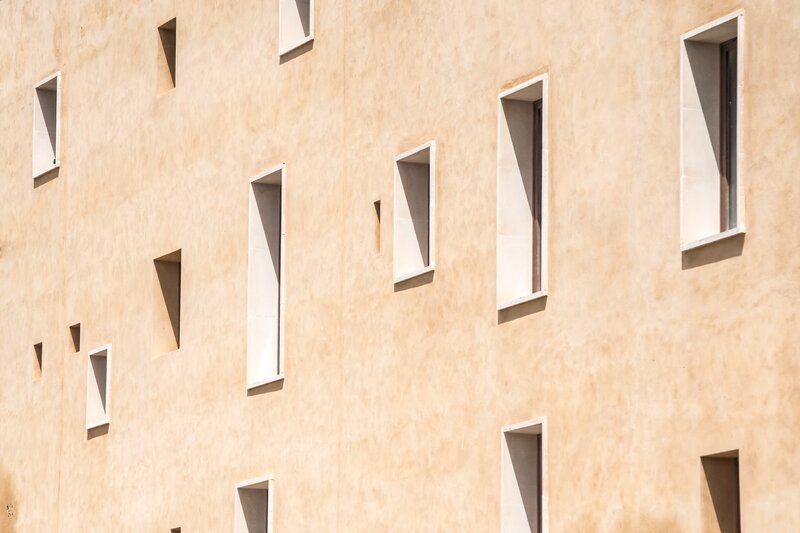 Building Facade with Windows — Beige