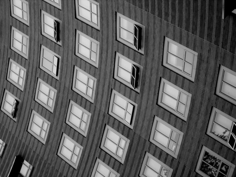 Building Facade with Windows — Black