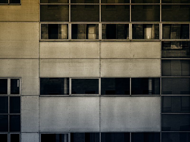 Building Facade with Windows — Gray, Dramatic