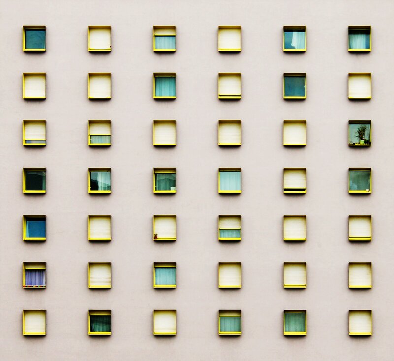 Building Facade with Windows — Gray, Orderly