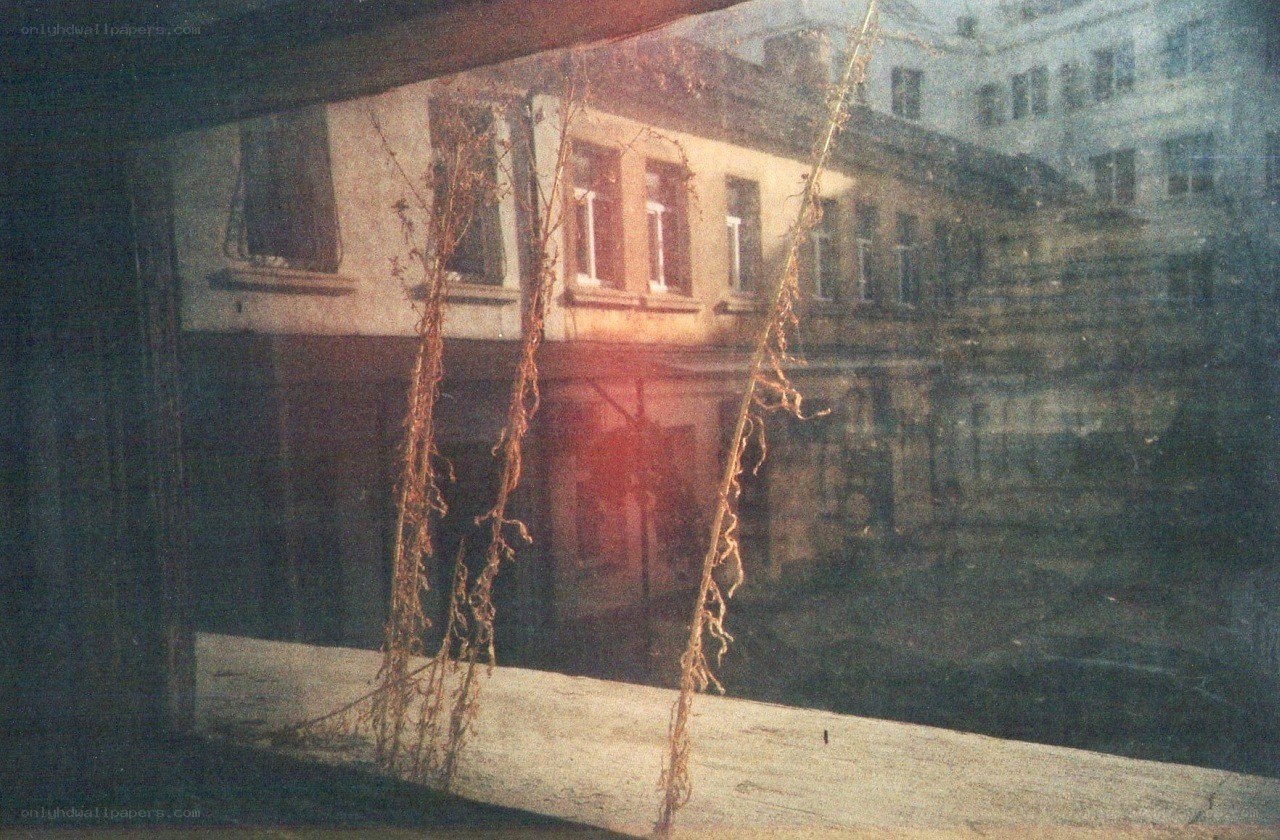 Building reflection in a window