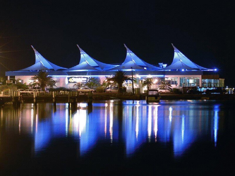 Building with Blue Lights
