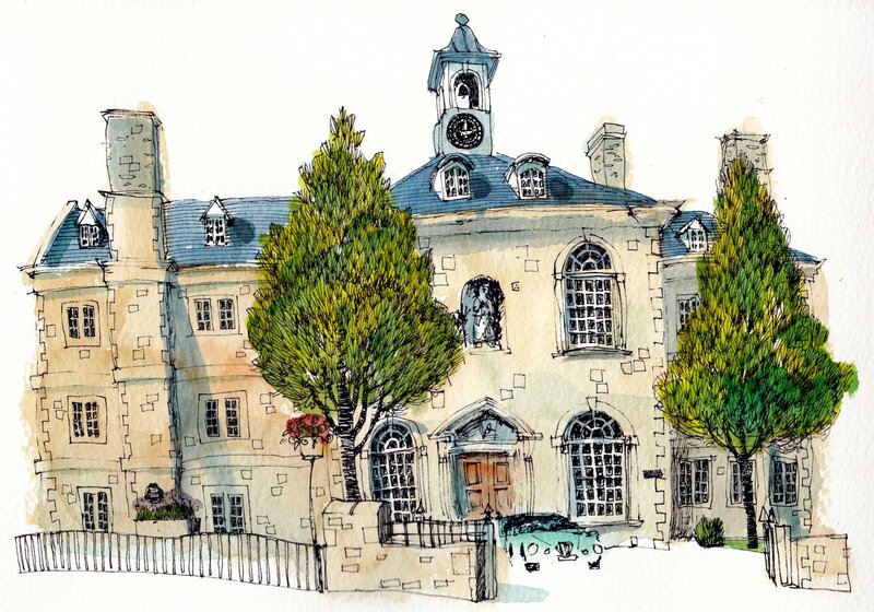 Building with Clock Tower — Green, Calm