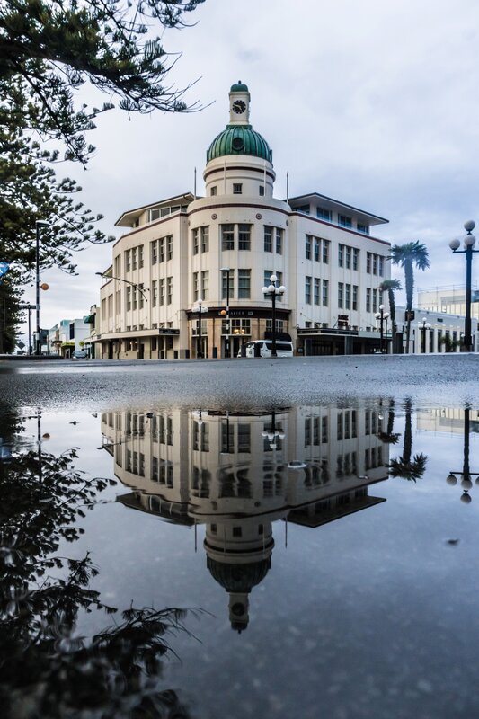 Building with Clock Tower — White