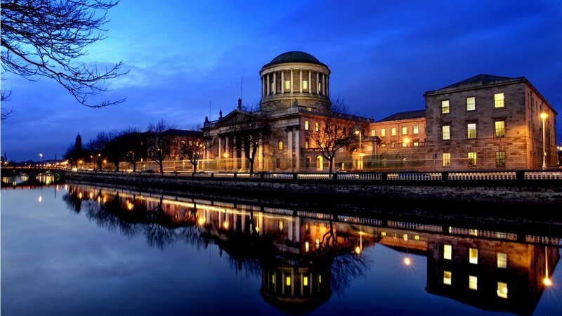 Building with Dome at Night — Blue