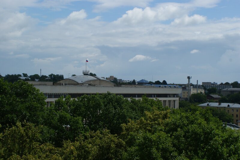 Building with Flag — Green
