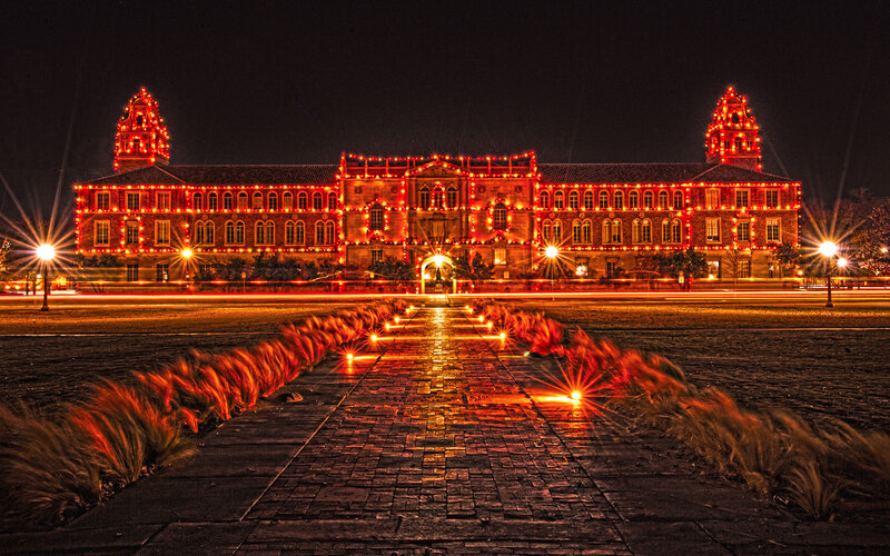 Building with Lights — Red, Dramatic
