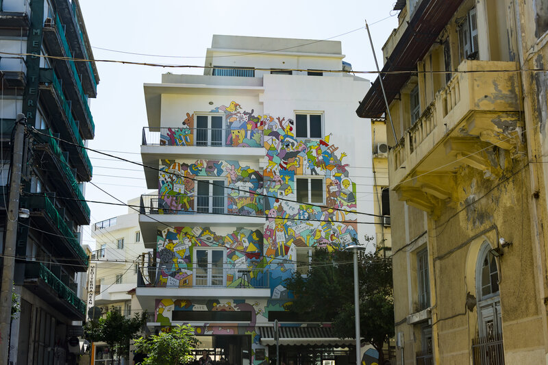 Building with Mural — White