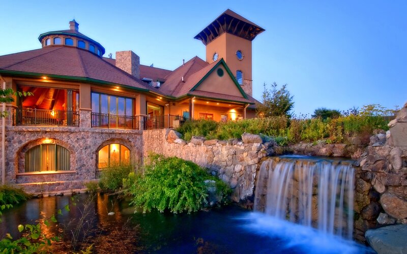 Building with Waterfall