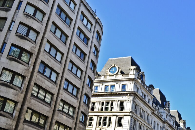 Buildings against blue sky