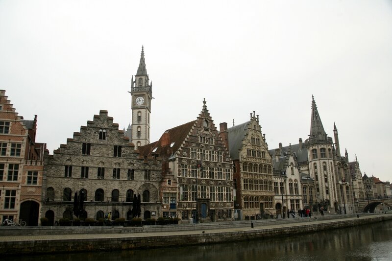 Buildings Along a Canal — Gray